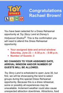 Cast Member dress rehearsal for Toy Story Land at Disney's Hollywood Studios