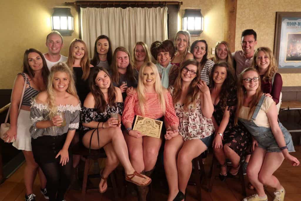 Saying goodbye to friends at the Hoop-Dee-Doo Musical Revue