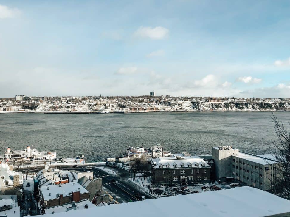 Views across the Lawrence River from the Upper city of Quebec City