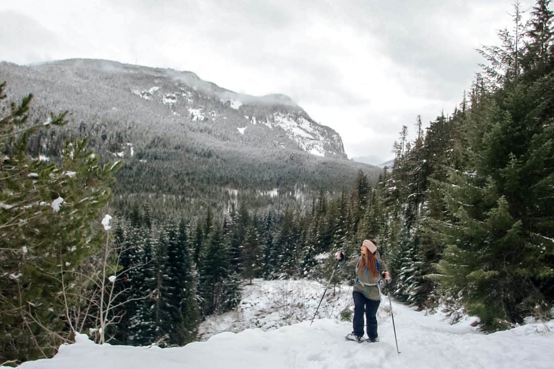 The Loggers Lake Trail in Whistler is a quiet area to snowshoe