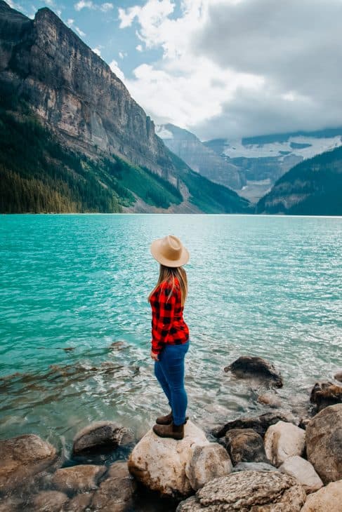 The shore of Lake Louise, Alberta