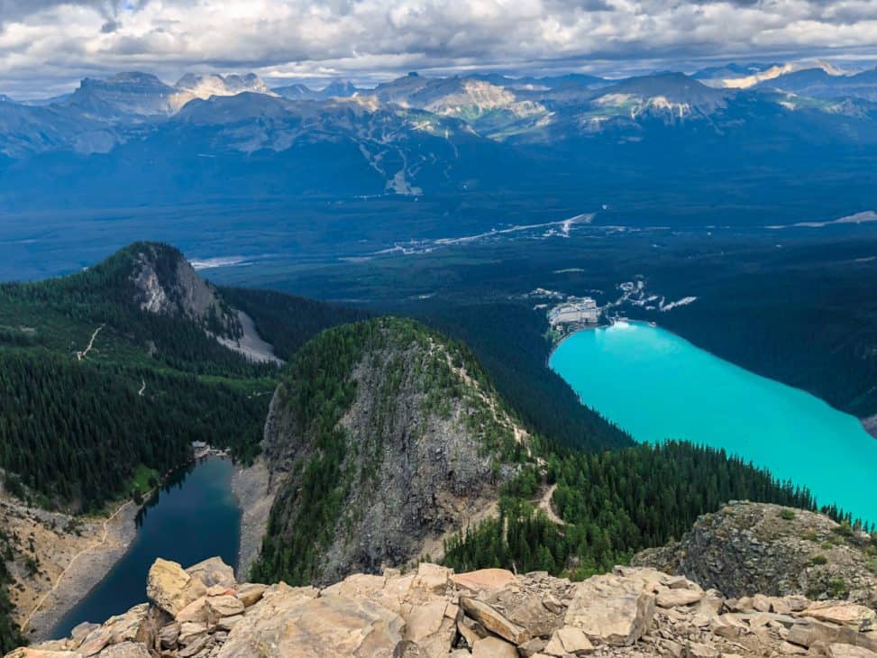 Views of Lake Agnes and Lake Louise from the Devil's Thumb hike