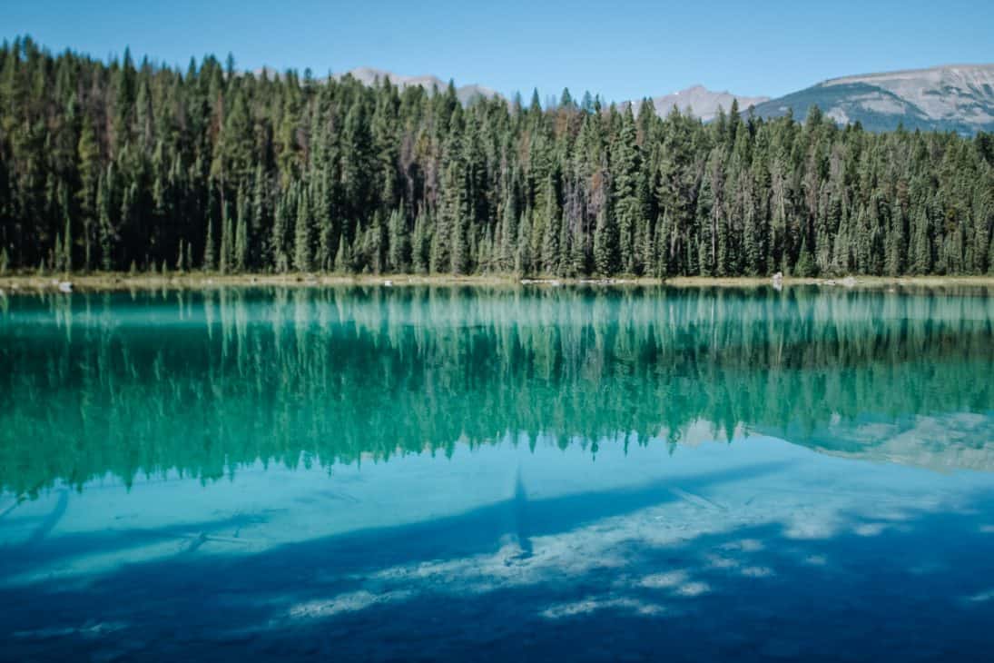 The turquoise waters of the Valley of the 5 lakes hike in Jasper