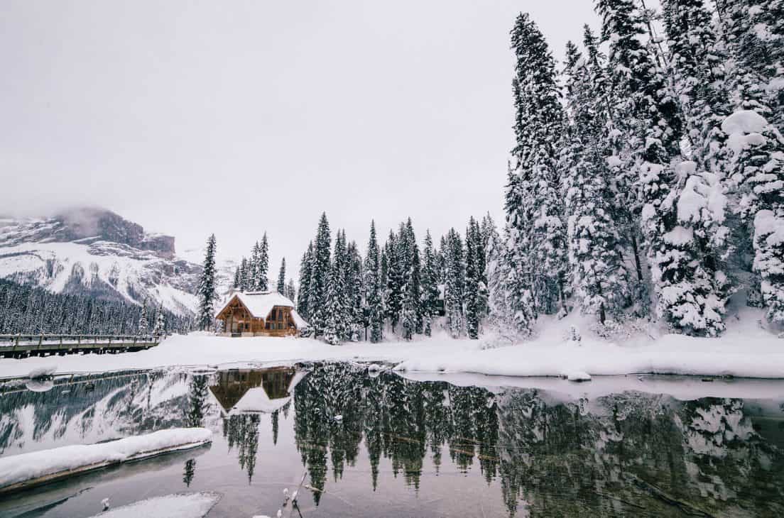 Winter Cabin at Emerald Lake Canada