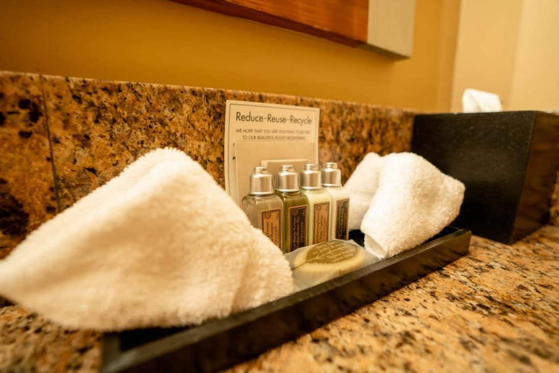 Bathroom amenities at the Emerald Lake Lodge in British Columbia. 