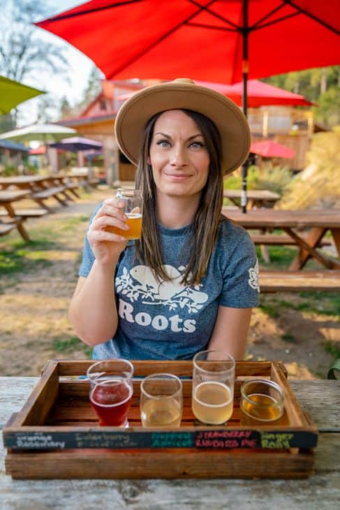 Enjoying a cider flight at Salt Spring Wild. 