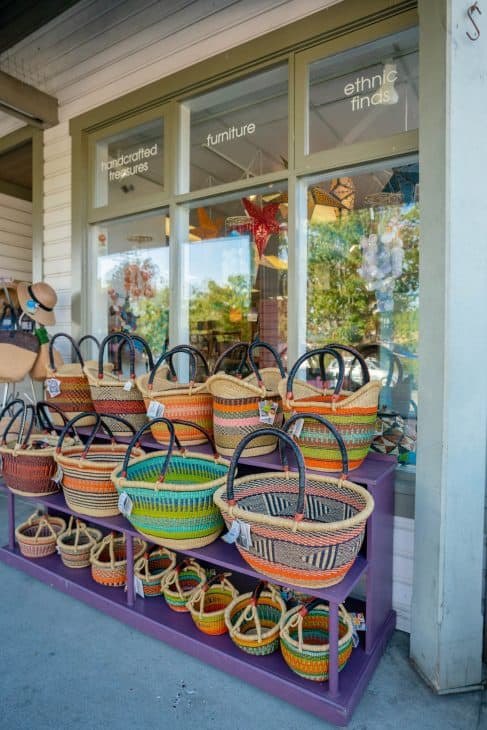 Handmade baskets at a store in the town of Ganges, Salt Spring Island. 