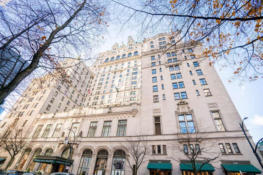 Exterior of the Fairmont Hotel Vancouver.