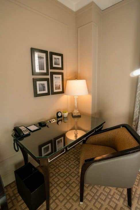 Desk in the queen rooms at Hotel Vancouver. 