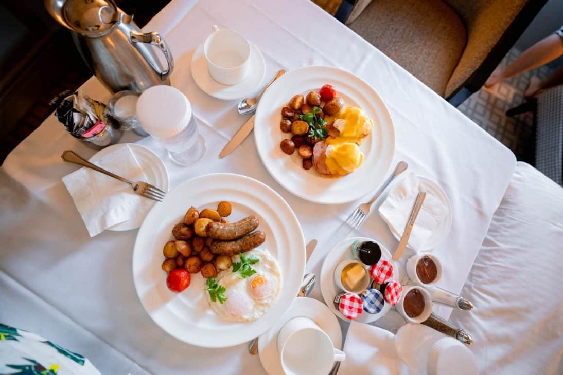 In-room dining at the Fairmont Hotel Vancouver. 