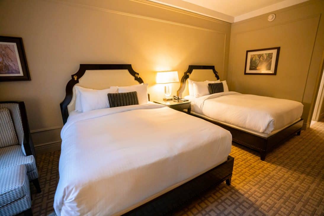 Double Queen room at the Fairmont Hotel Vancouver. 