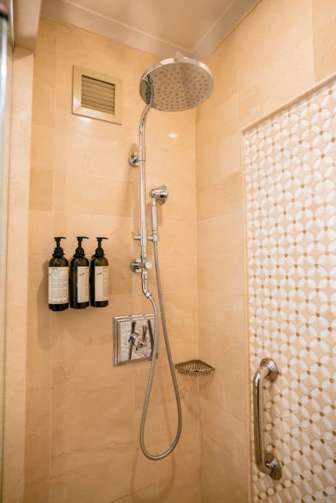 The shower at the Fairmont Hotel Vancouver. 