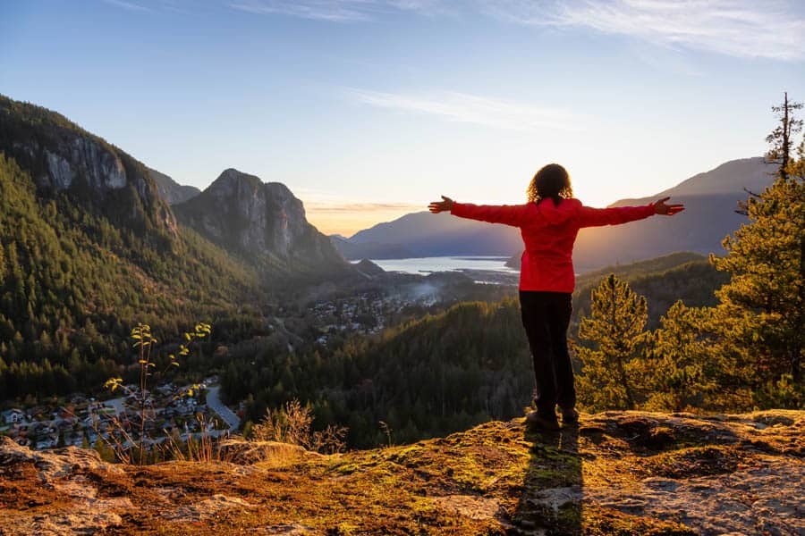 Views of the Stawamus Chief from the Mount Crumpit Hike near Squamish.