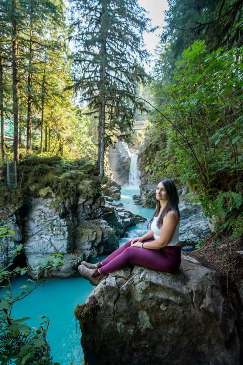 Rachael at Mamquam Falls, an easy hike near Squamish, BC. 