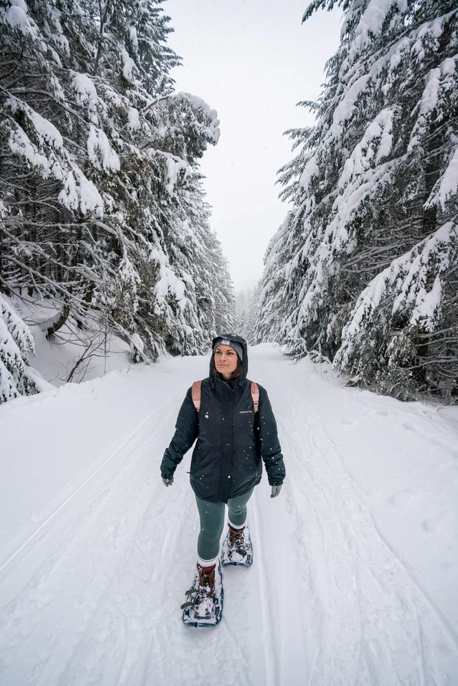 Rachael snowshoeing in Whistler. 