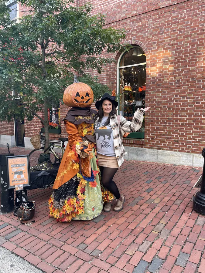 Rachael in Salem, Massachusetts at Halloween. 