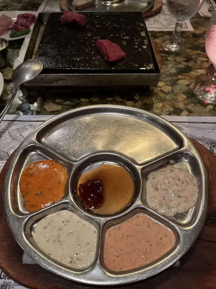Photo of the fondue at the Grizzly House in Banff. 