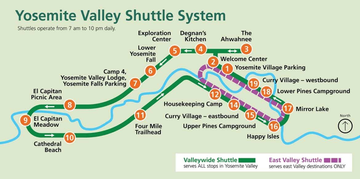 Yosemite Valley Shuttle System Map